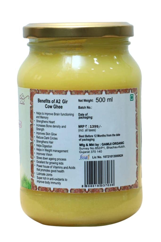 Gamiji - A2 Desi Gir Cow Ghee | 100% Natural | Pure Desi Bilona Ghee | Traditionally Hand Churned | 500 ml view 3