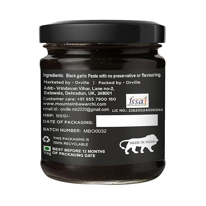Mountain Bawarchi Black Garlic Paste | Non-Pungent Great Taste & Highly Nutritious | No Added Preservatives | 1kg (500 gr set of 2) view 3