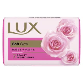 Lux Rose & Vitamin E Soap Bar, For Soft Glowing Skin with 7 Beauty Ingredients, 150 g Carton