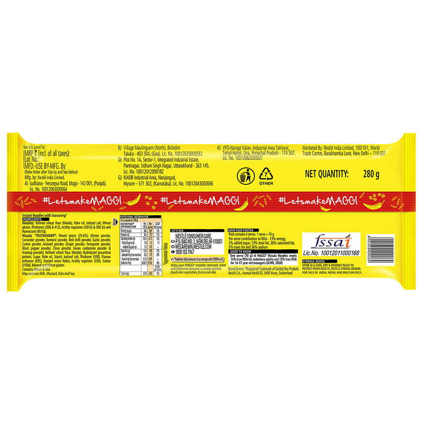 Maggi 2-Min Masala Instant Noodles, 280 G Pouch view 2