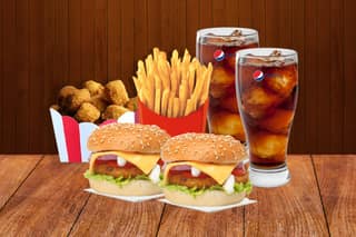 2 paneer burger+ fries+ jalapeno poppers+ pepsi