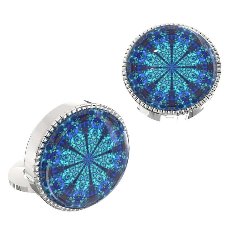 The Smart Buttons - White Gold Colour Plated Shirt Button Cover Cufflinks for Men - Kaleidoscope Style view 2