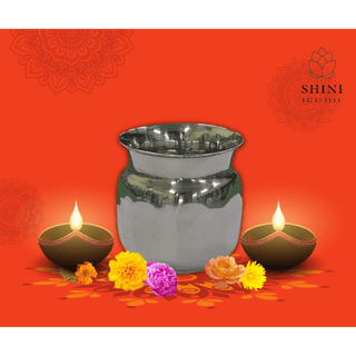 SHINI LIFESTYLE Lota/Kalash/Chambu/Tumbler for Pooja/Pongal/Sankranti Puja/Wedding/Karvachauth Stainless Steel Kalash (Height: 4 inch, Silver)