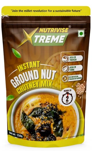 Nutrivise Xtreme Instant Mix:Groundnut chutney Mix| Instant Cook|Low GI|Rich in Protein & Fiber|250g (Pack of 1)
