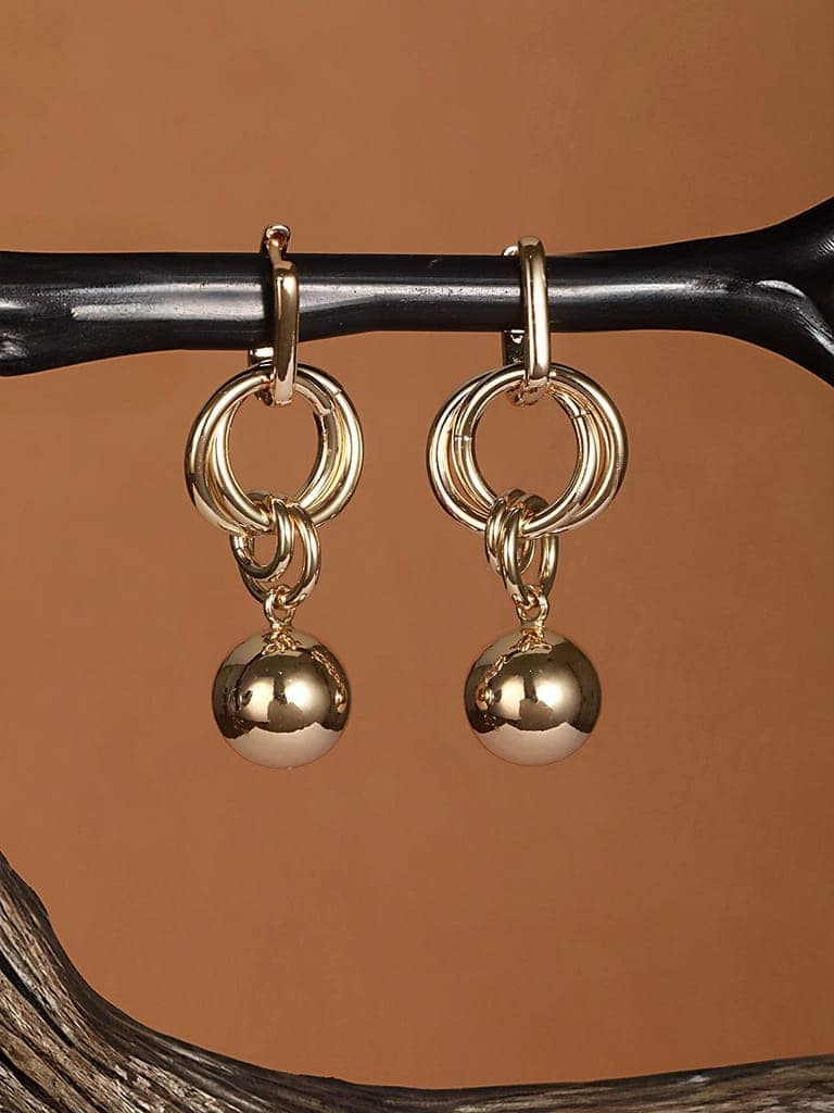 Anti-Tarnish Gold Plated Link Orb Dangler Earrings view 3