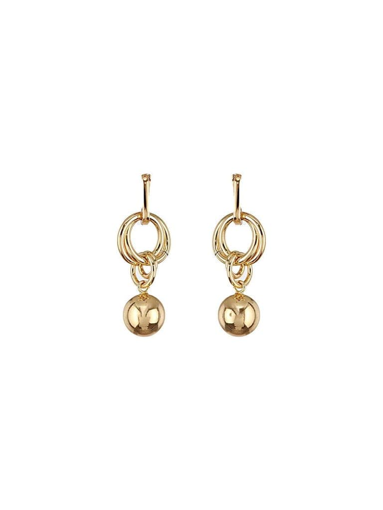 Anti-Tarnish Gold Plated Link Orb Dangler Earrings view 5