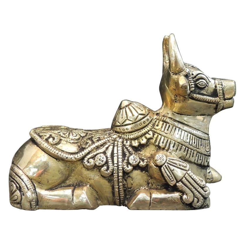 Brass Showpiece Nandi Ji God Idol Statue - Pure Brass Pooja Decor, Height : 5 Inch (BSMAS1530 K) view 2
