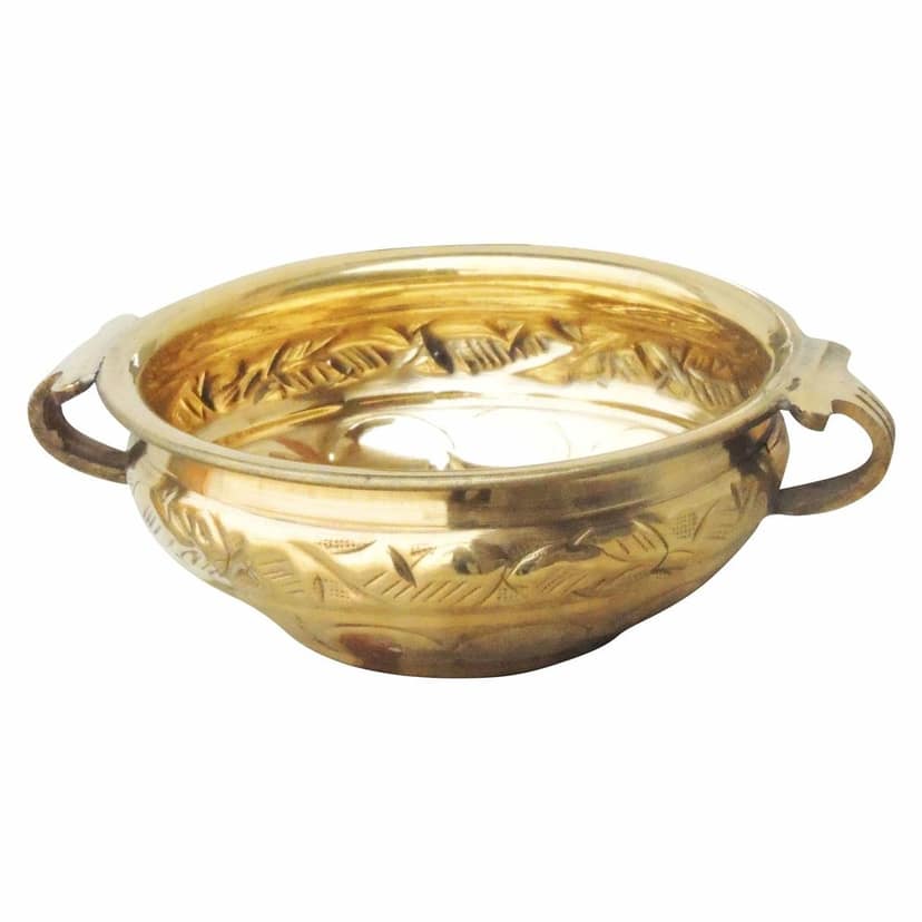 Brass Handcrafted Flower Urli ? Premium Brass Decor, Diameter : 8 Inch (FMAS574 A) view 2