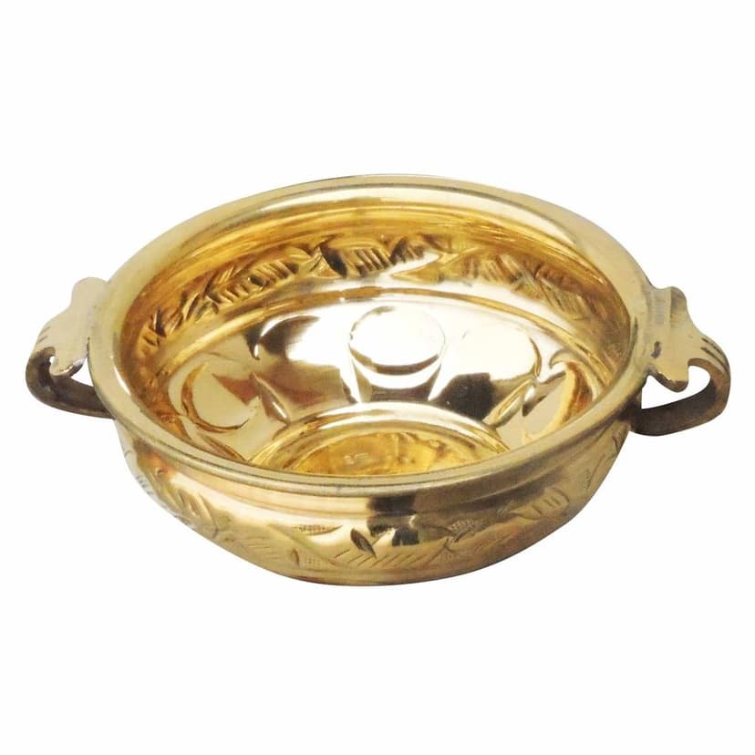 Brass Handcrafted Flower Urli ? Premium Brass Decor, Diameter : 8 Inch (FMAS574 A) view 3
