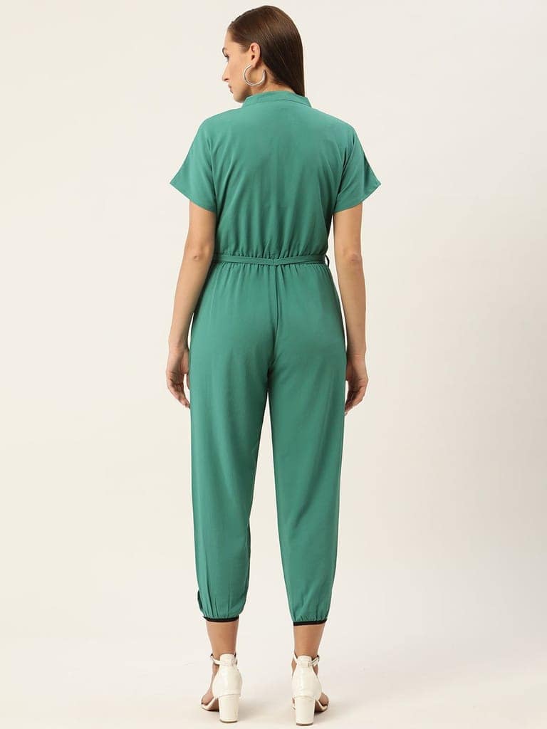 Green Belted Basic Jumpsuit view 4