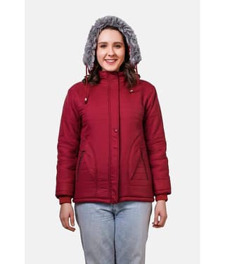 NUEVOSDAMAS - Polyester Maroon Quilted/Padded Jackets