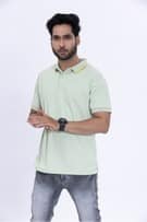 Celadon Green Polo T-Shirt with Elegant Collar Border