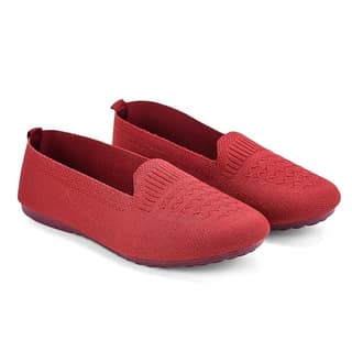 OWNPASKO Women’s Lightweight Knitted Comfort Bellies for Daily Wear – Maroon | Soft Cushion, Flexible Sole, Slip-On Casual Footwear bellies.