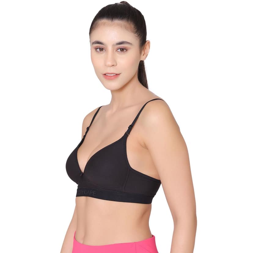 Bodycare Cotton Spandex Padded Non wired Tshirt Bra-Pack of 3 view 4