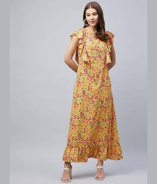 StyleStone Women Polyester Printed Fit & Flare Dress ( Green )