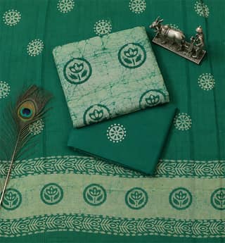 Handcrafted Batik Print Unstitched 3-Piece Cotton Suit Set