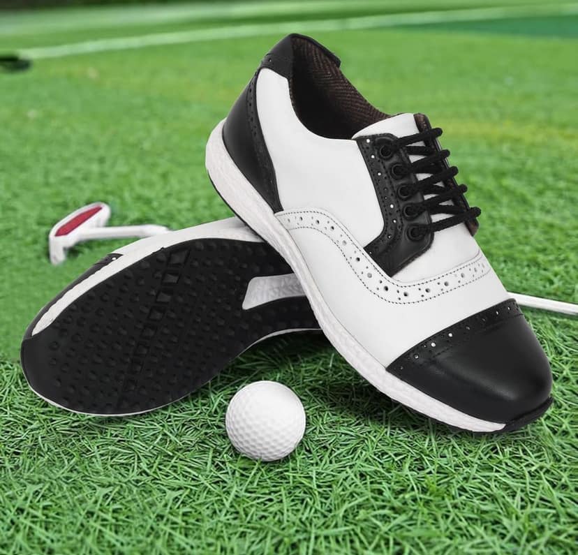 HITCARO® Men's Genuine Leather Lace-up Professional 100% Waterproof Premium Gold Golf Shoes PR-5407 view 5