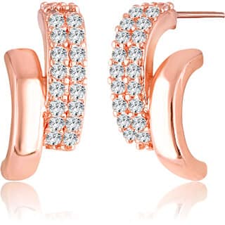 Vivastri Shimmering Bejeweled Cz stone clip on Bali stud Earring for Women and Girls [VIVA2709ERG]