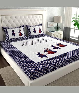 ABHACLOTHO Cotton 1 Double Bedsheet with 2 Pillow Covers ( Multicolor )