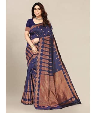 Om Shantam Sarees Banarasi Silk Embellished Saree With Unstitched Blouse Piece ( Green )