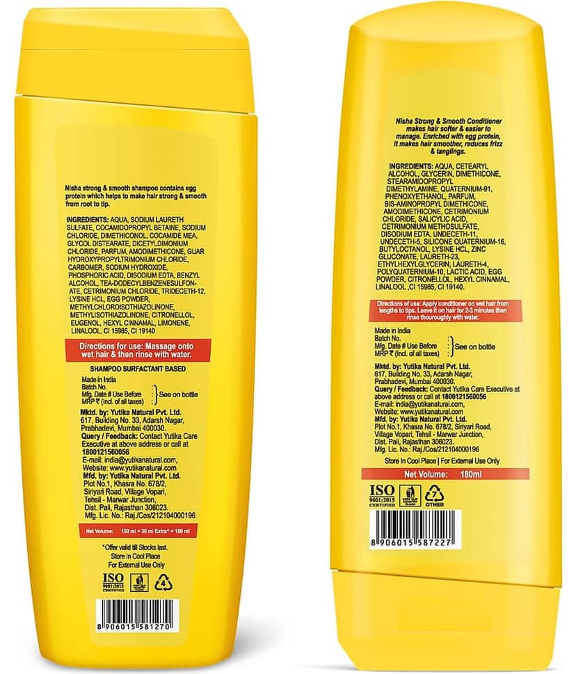 Nisha Shampoo and Conditioner Combo Pack 180ml, Egg Protein Shampoo Conditioner for Strong & Smooth Hair view 2