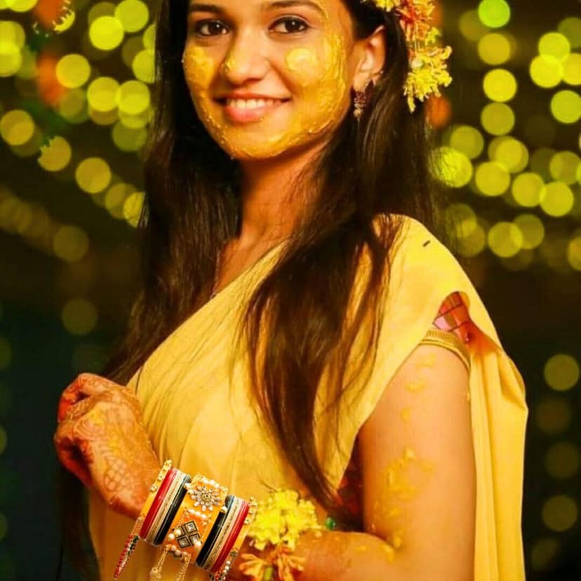 Attractive Yellow colour Pearl Gold-plated Chudas view 3