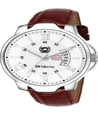 Om Collection - Brown Leather Analog Men's Watch