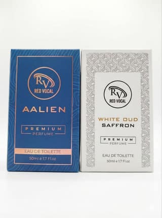 Red Vocal Aalien & White Oud Saffron Premium Perfume Set | Unisex Eau De Toilette | 2 x 50ml