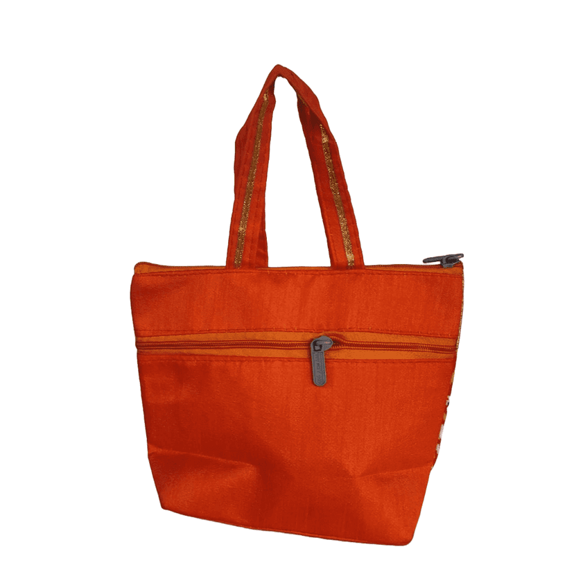 Red and Gold Handbag with Paisley Print view 2