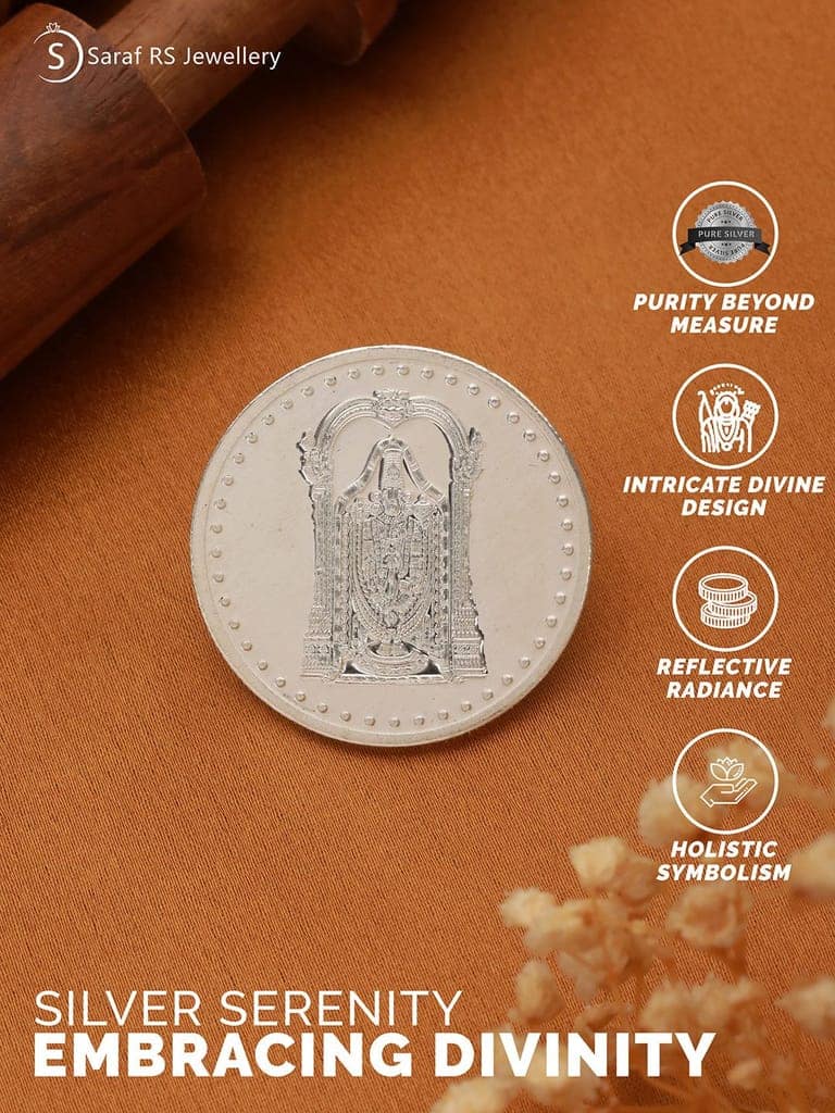 Tirupati Balaji 10 gram 999 Round Silver Coin view 7