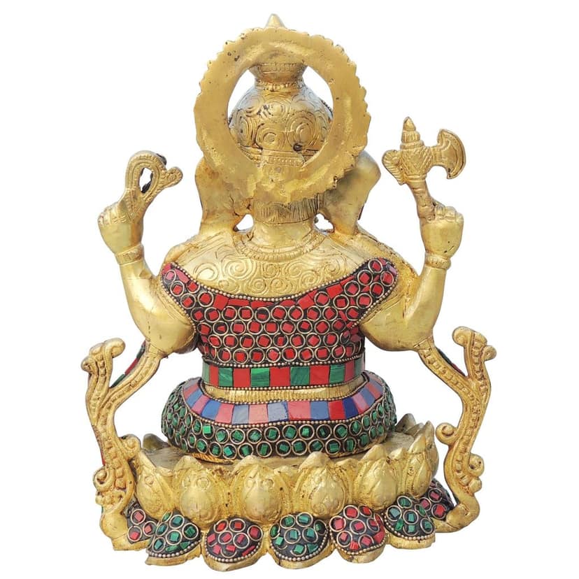 Brass Showpiece Ganesh Stone God Idol Statue (BSMAS1630 D) view 3