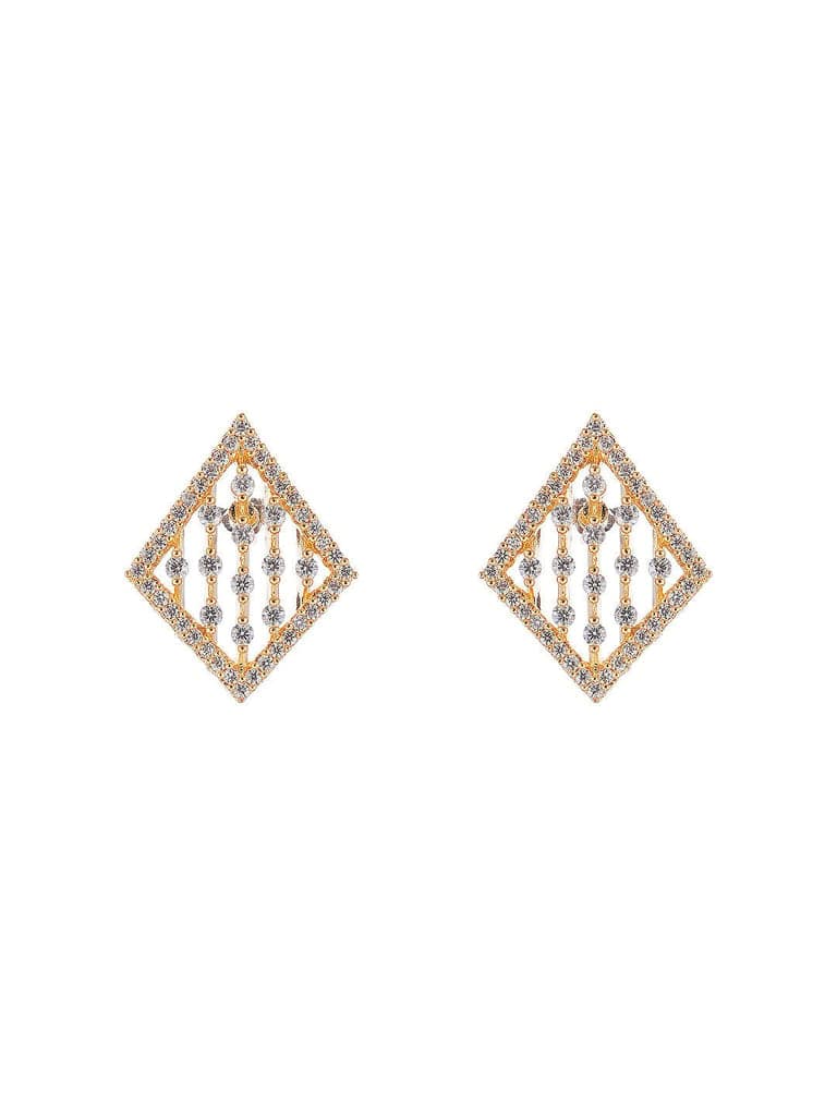 Gold Toned White AD Zircon Geometric Delicate Pendant Jewellery Set view 7