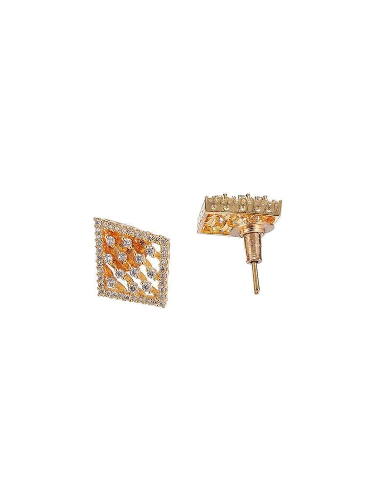 Gold Toned White AD Zircon Geometric Delicate Pendant Jewellery Set view 8