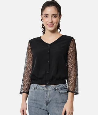 ALL WAYS YOU Women's Polyester Regular Top ( Black )
