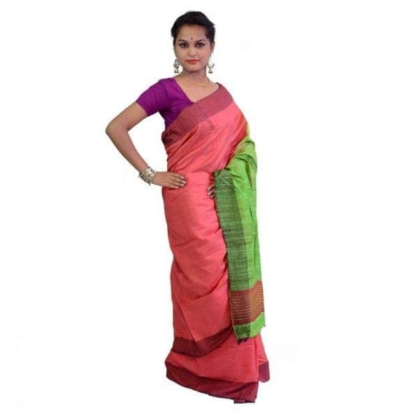Handwoven Tussar Ghicha Silk Saree view 2