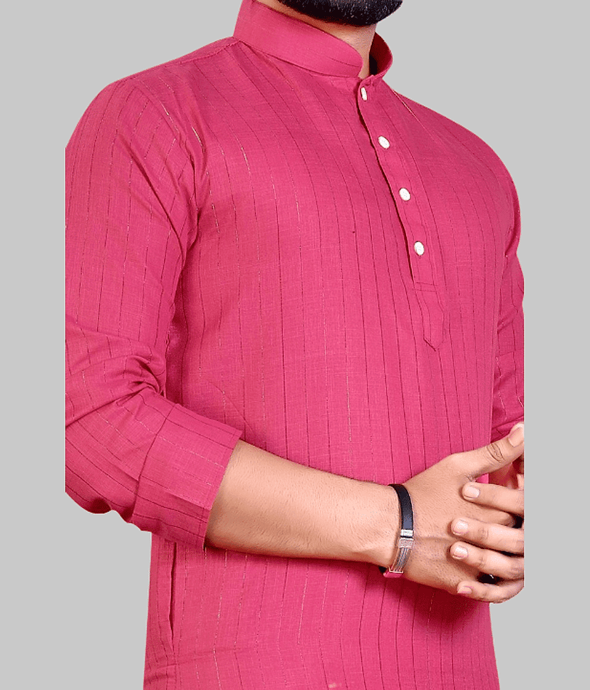 YUG ART - Pink Cotton Blend Men's Regular Kurta ( Pack of 1 ) view 2