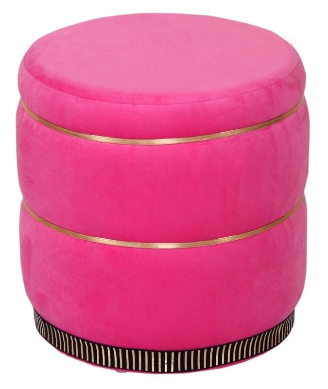 Shadowkart Pouffes Sitting Stool for Living Room, Make up Table Mudda Puffy Wooden Ottoman Stools, Pouffe Footstool, Pouf for Office Home Decoration & Dressing Table, 16x16x18 Inch, Baby Pink view 2
