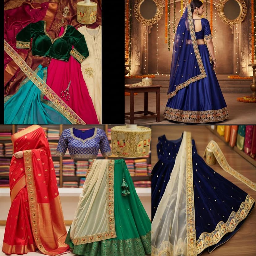 Saree Lace Border, Gora Patt Lace Trim, Sewing Ribbon Roll, Embroidery Material, Designer Lace, Golden Lace, Zari Border, Fancy Heavy Lace, 3 inch width 9 Mtr Length Multi Colour Thread and Gold Zari Elephant Design Cutwork Laces for Dupatta Dress view 5