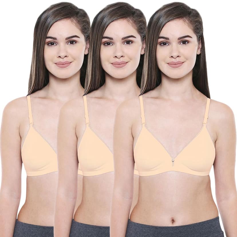 Bodycare Cotton Non Padded Non wired Regular Bra-Pack of 3