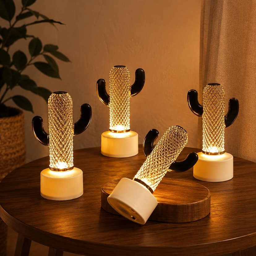 Cactus Shaped Flameless LED Candles – Safe Decorative Flickering Glow