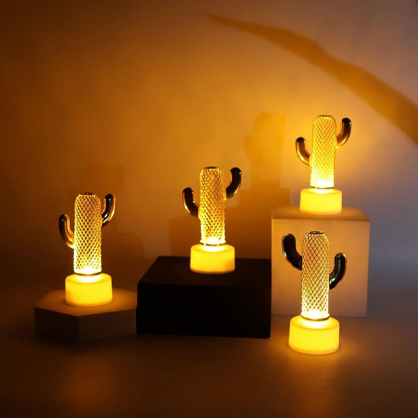 Cactus Shaped Flameless LED Candles – Safe Decorative Flickering Glow view 3