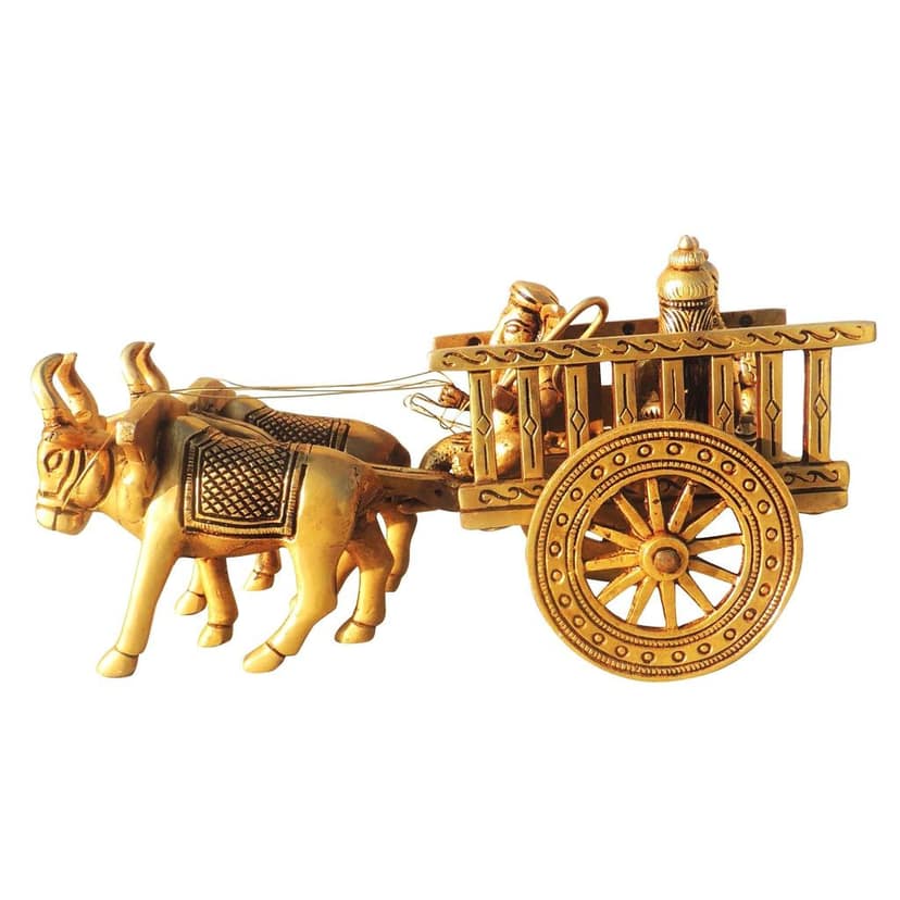Brass Showpiece Cow Cart Statue, Length : 11 Inch (BSMAS1546 C) view 2