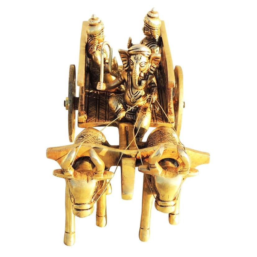 Brass Showpiece Cow Cart Statue, Length : 11 Inch (BSMAS1546 C) view 3