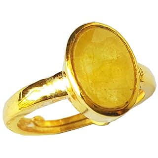 RS Jewellers Certified yellow sapphire 4.25 Carat Panchdhatu Gold Plating Astrological Ring for Men Women