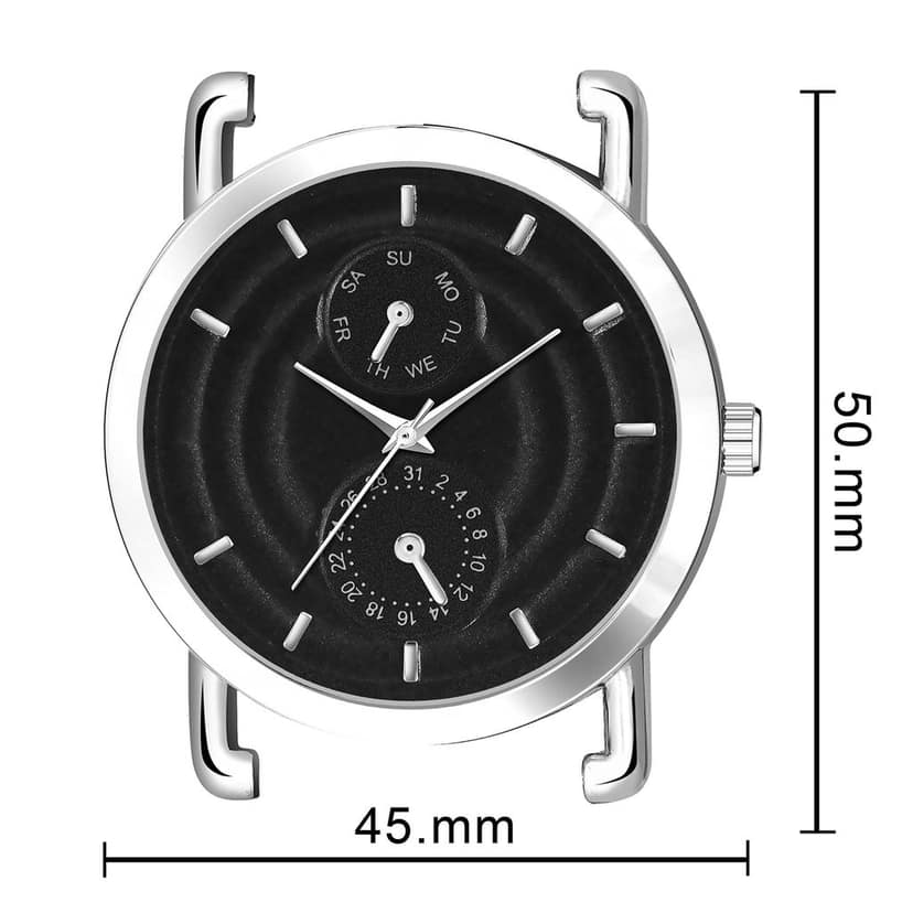 Black 3D Embossed Stainless Steel Analog Watch for Men LR120 view 5
