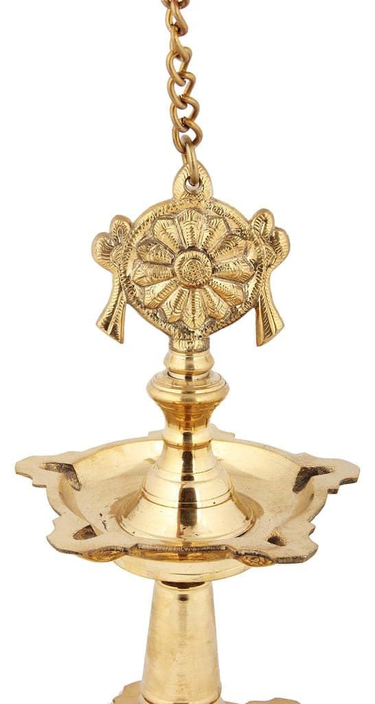 Poompuhar Metal Changu & Chakaram Hanging Lamps, 36 cm x 3 cm x 15 cm, Yellow, 1 Piece view 2