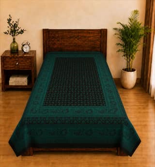 Hand Block Bagh Cotton Single Bedsheet