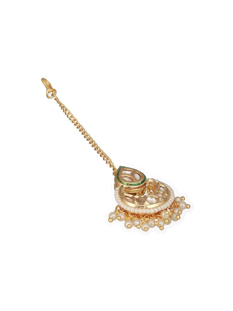 Gold Plated Panchi Kundan & Pearl Beaded Delicate Mangtika view 5