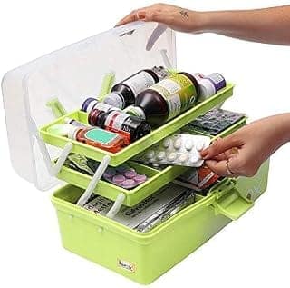 Storage Box 3 Layer Compartment Tools, Medicine, Cosmetic, Garage Kit Pack of 1 (Multi color)