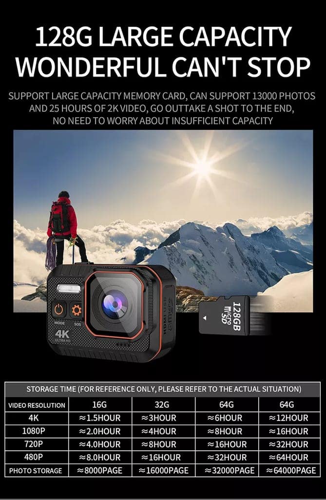AUSHA Adventure 4K Action Camera with EIS Stabilization, Wi-Fi, 170° Lens, Wireless Remote, Waterproof Case for Biking & Vlogging view 10
